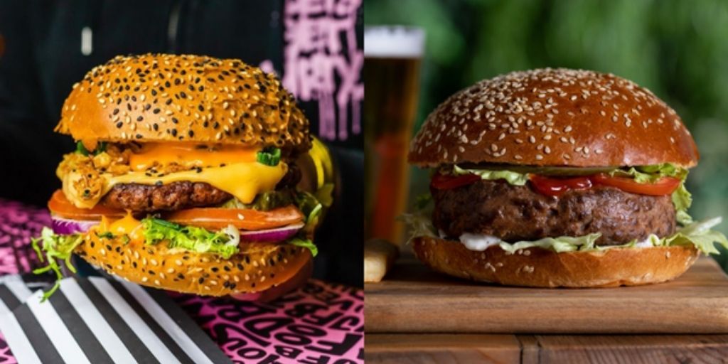 egan Junk Food Bar España (veganjunkfoodbar.spain/Instagram) y Future Meat Technologies (future-meat-technologies/LinkedIn).